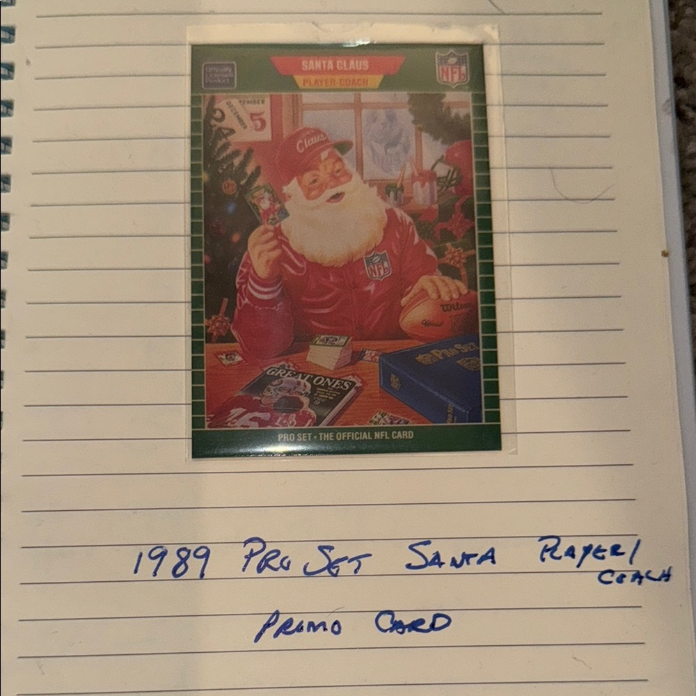 1989 Pro Set Santa Claus NFL Player/Coach Promo Card